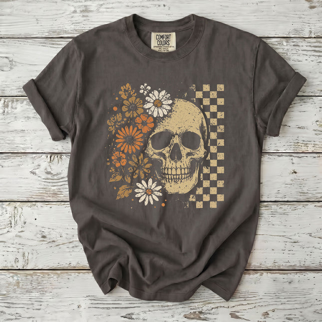 Comfort Colors Vintage Floral Skull Halloween Witchy T-Shirt