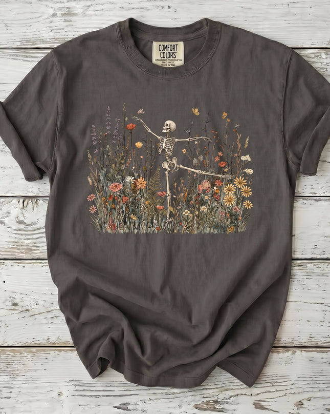 Comfort Colors Boho Floral Skeleton Halloween T-Shirt