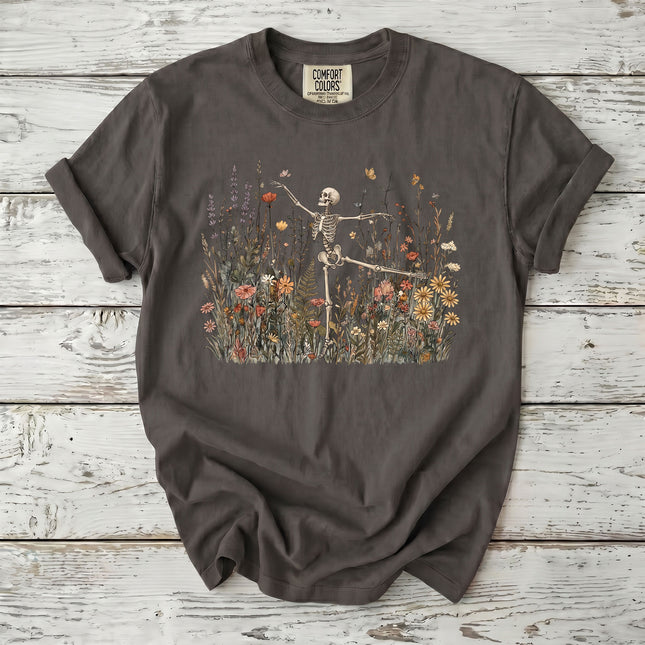 Comfort Colors Boho Floral Skeleton Halloween T-Shirt