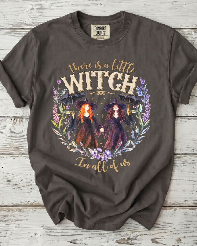 Comfort Colors Little Witch Floral Halloween T-Shirt