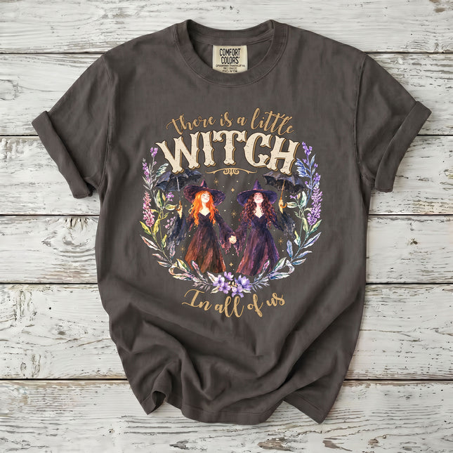 Comfort Colors Little Witch Floral Halloween T-Shirt