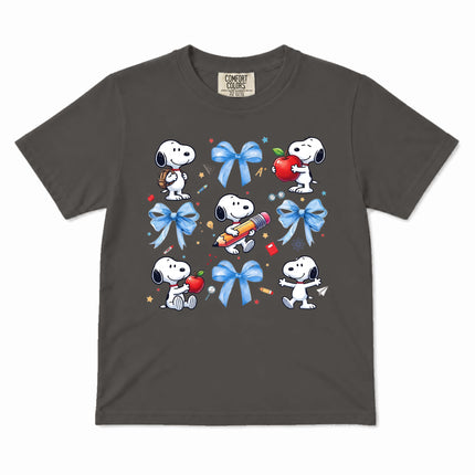 Comfort Colors Back To School Blue Bow School Supplies Kid T-Shirt