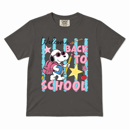 Comfort Colors Welcome Back To School Pink Backpack First Day Kid T-Shirt