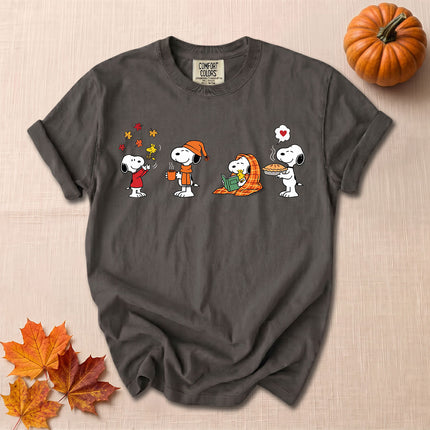 Comfort Colors Fall Autumn Cozy Moments Leaves Reading Pie T-Shirt