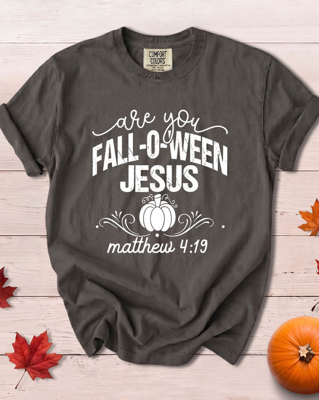 Comfort Colors Fall Autumn Christian Jesus Pumpkin Halloween Matthew 4 19 T-Shirt