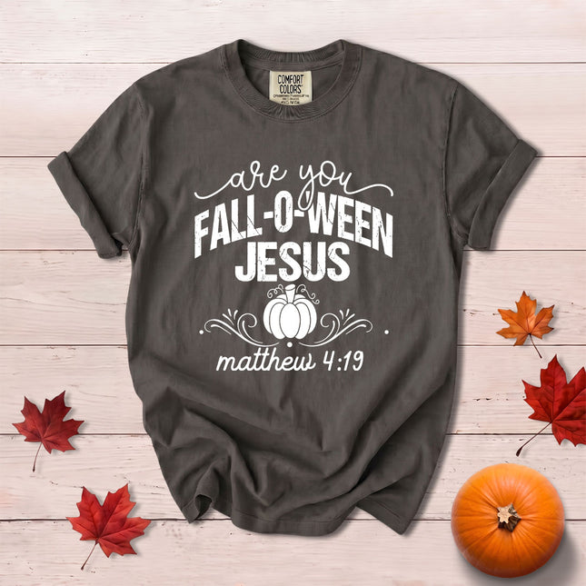 Comfort Colors Fall Autumn Christian Jesus Pumpkin Halloween Matthew 4 19 T-Shirt