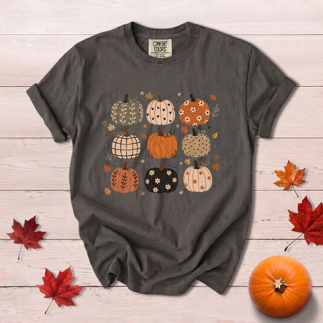 Comfort Colors Fall Autumn Pumpkin Patch Floral Harvest T-Shirt