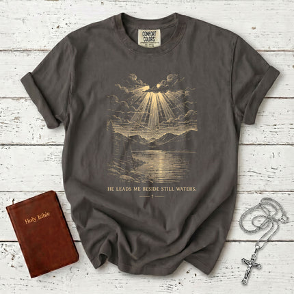 Comfort Colors Psalm 23 He Leads Me Beside Still Waters Christian T-Shirt
