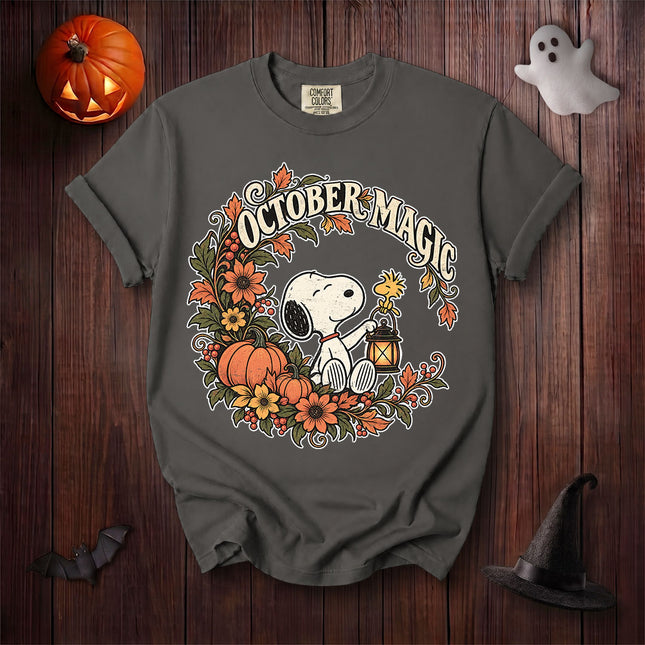 Comfort Colors October Magic Halloween Pumpkin Floral Graphic T-Shirt