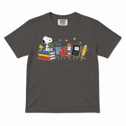 Comfort Colors Back To School Books Pencil Apple Supplies Kid T-Shirt