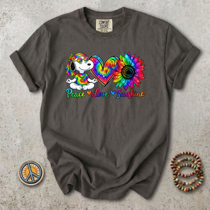 Comfort Colors Peace Love Sunshine Rainbow Sunflower Hippie T-Shirt