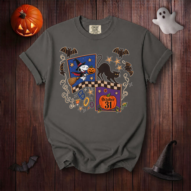 Comfort Colors October 31 Halloween Witch Cat Graphic T-Shirt
