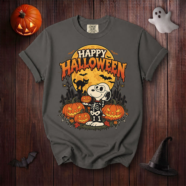Comfort Colors Happy Halloween Pumpkin Skeleton Graphic T-Shirt