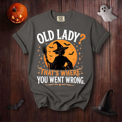 Comfort Colors Old Lady Witch Funny Halloween Moon Graphic T-Shirt