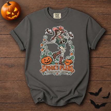 Comfort Colors Halloween Cowgirl Skeleton Pumpkin Graphic T-Shirt