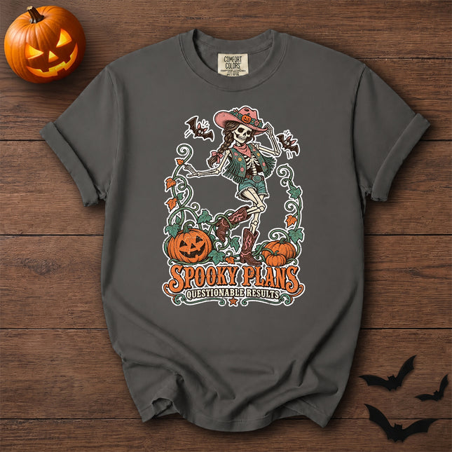 Comfort Colors Halloween Cowgirl Skeleton Pumpkin Graphic T-Shirt