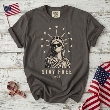 Comfort Colors Stay Free 2026 250th Anniversary USA Sunglasses Statue T-Shirt