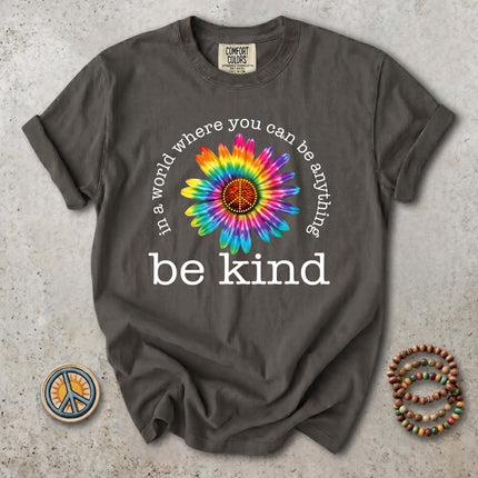 Comfort Colors Be Kind Tie Dye Flower Peace Hippie T-Shirt