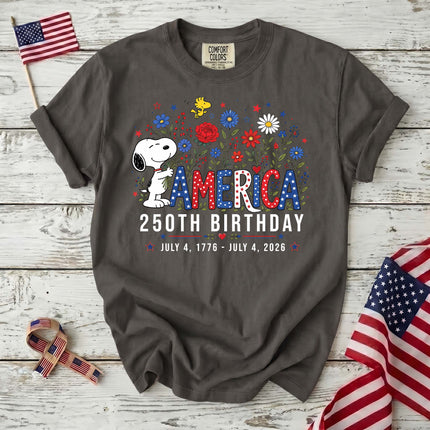 Comfort Colors America 250th Birthday Floral Hugging Dog T-Shirt