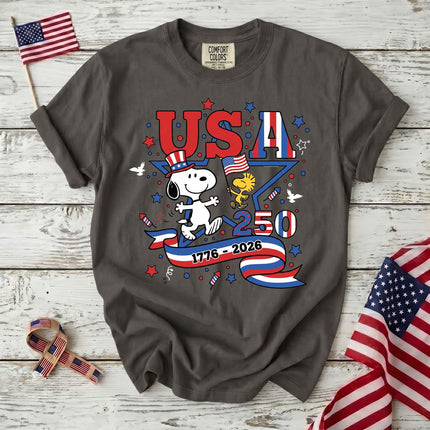 Comfort Colors USA 250 Years 1776-2026 Patriotic Star Dog T-Shirt