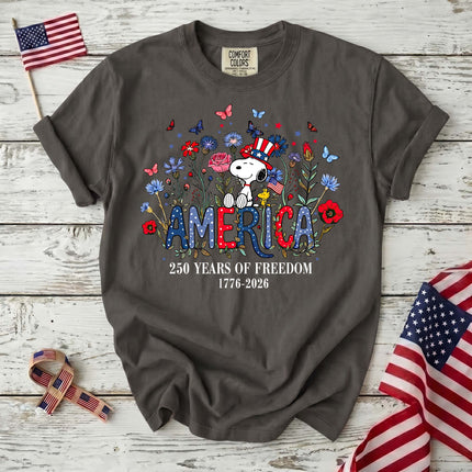 Comfort Colors Floral America 250 Years Of Freedom T-Shirt