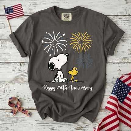 Comfort Colors Happy 250th Anniversary USA Fireworks Watching Dog T-Shirt