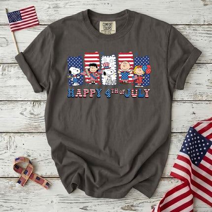 Comfort Colors Happy 4th Of July Red White Blue Stripes Panels T-Shirt
