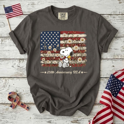 Comfort Colors 250th Anniversary USA Daisy Flag Dog T-Shirt