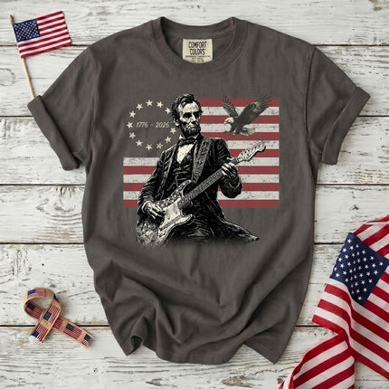 Comfort Colors 250th Anniversary USA Abraham Lincoln Guitar Flag T-Shirt