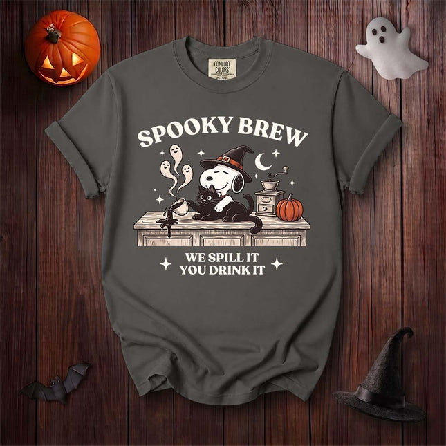 Comfort Colors Spooky Brew Halloween Coffee Graphic T-Shirt