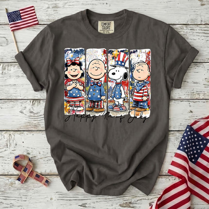 Comfort Colors Happy 4th Of July Red White Blue Panel Friends T-Shirt