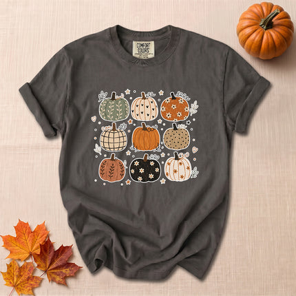Comfort Colors Fall Pumpkin Shirt Cute Patterned Pumpkins T-Shirt