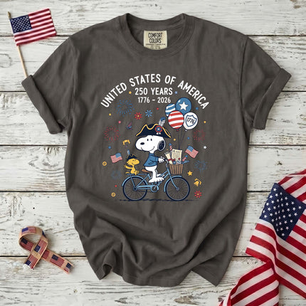 Comfort Colors 250th Anniversary USA Colonial Dog Bicycle T-Shirt
