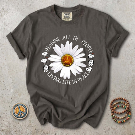 Comfort Colors Imagine All The People Peace Daisy T-Shirt
