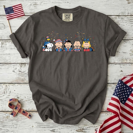 Comfort Colors Fireworks Patriotic Friends Lying Down T-Shirt