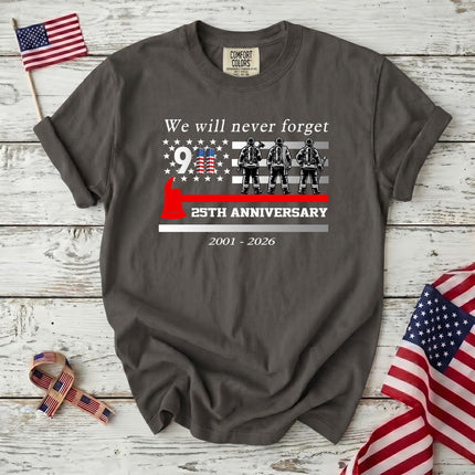 Comfort Colors 25th Anniversary Patriot Day 911 Firefighter Tribute T-Shirt
