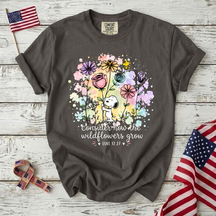 Comfort Colors Consider How the Wildflowers Grow Bible Verse T-Shirt