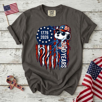 Comfort Colors 1776-2026 250 Years Cool Dog Lightning Flag T-Shirt