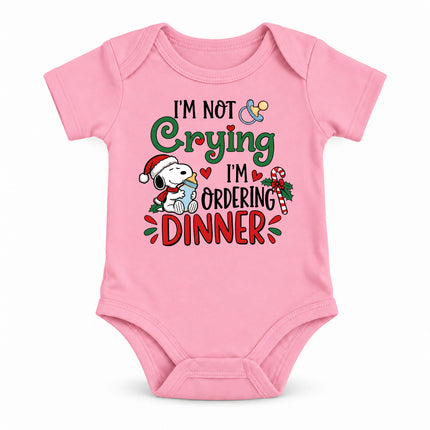 Funny Christmas I'm Not Crying I'm Ordering Dinner Baby Bodysuit