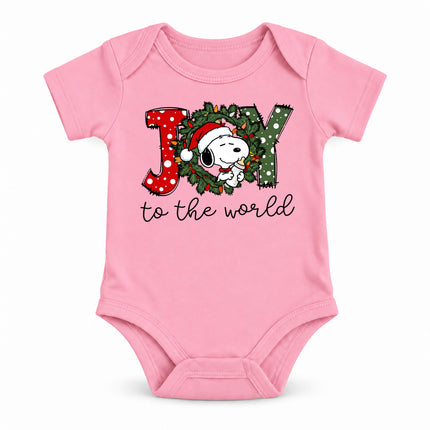 Joy to the World Christmas Wreath Holiday Outfit Baby Bodysuit