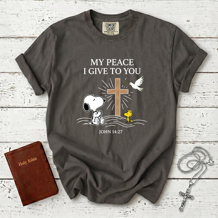Comfort Colors My Peace I Give to You John 14 27 Dove Cross T-Shirt