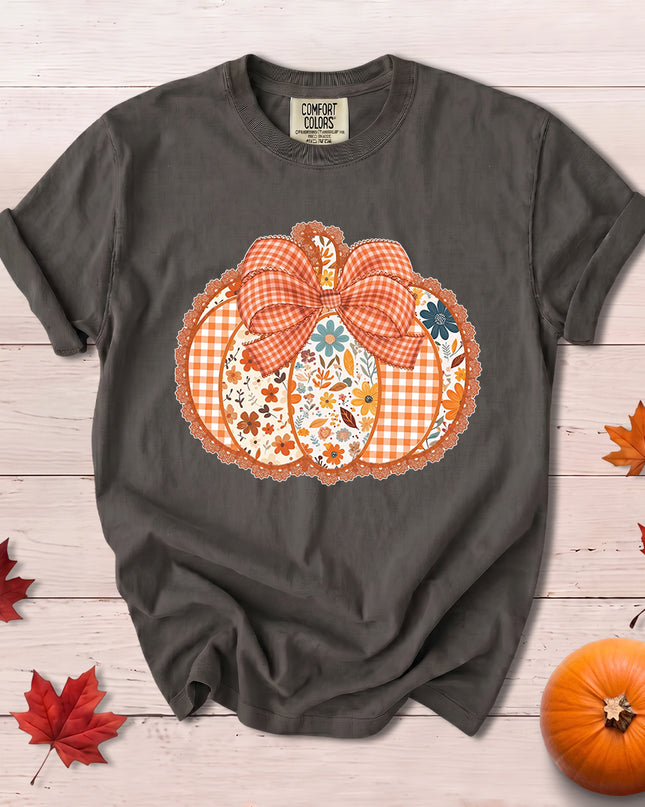 Comfort Colors Floral Pumpkin Bow Fall Thanksgiving T-Shirt