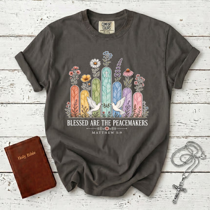 Comfort Colors Blessed Are the Peacemakers Matthew 5:9 Christian Bible Verse T-Shirt