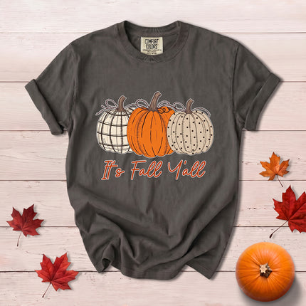 Comfort Colors Fall Autumn Pumpkin Trio Its Fall Yall Southern T-Shirt