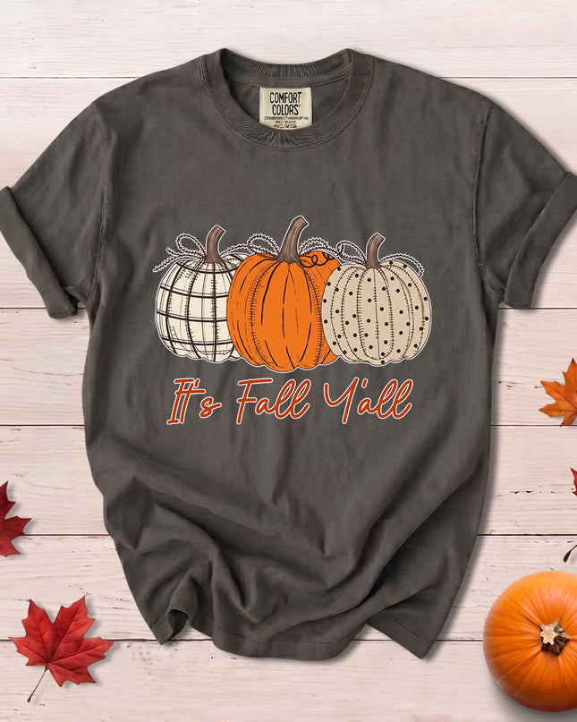 Comfort Colors Fall Autumn Pumpkin Trio Its Fall Yall Southern T-Shirt