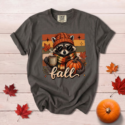 Comfort Colors Cute Raccoon Fall Pumpkin Thanksgiving T-Shirt