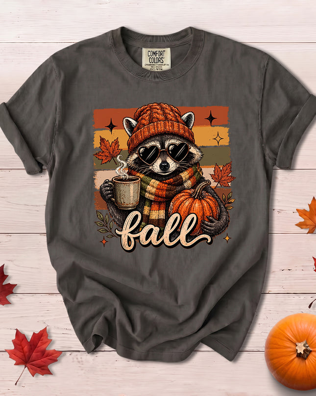 Comfort Colors Cute Raccoon Fall Pumpkin Thanksgiving T-Shirt
