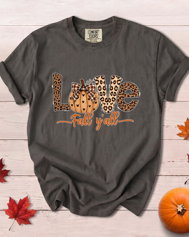 Comfort Colors Fall Autumn Love Fall Yall Leopard Pumpkin T-Shirt