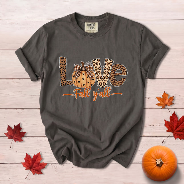 Comfort Colors Fall Autumn Love Fall Yall Leopard Pumpkin T-Shirt