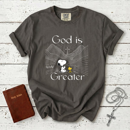 Comfort Colors God Is Greater Mountain Cross Christian T-Shirt